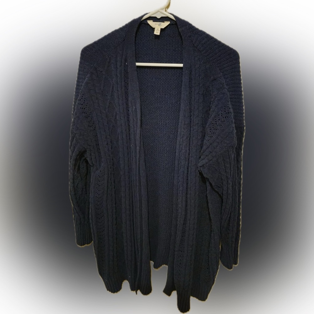 Terra & Sky Women’s Soft Navy Blue Cardigan Sweater-2X